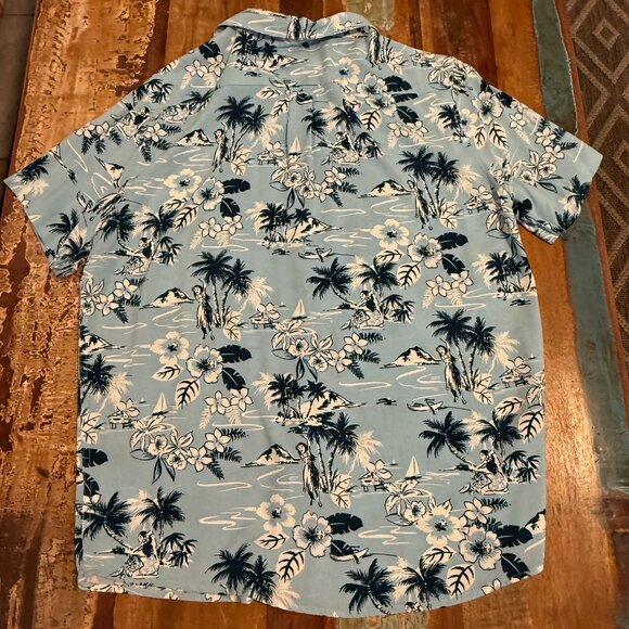 C&C California Blue Tropical Hawaiian Short Sleeve Button Down Shirt Size L - Picture 4 of 7